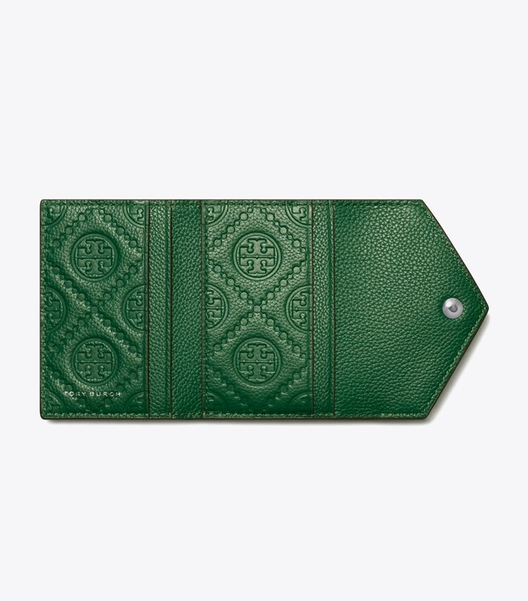 Tory Burch designer wallets Small Pebble Envelope Wallet in Dark Kale overhead