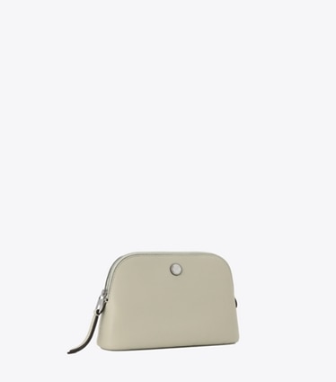 Tory Burch designer ポーチ ペブルド ドーム スモール コスメティックケース in Sage Stone angle