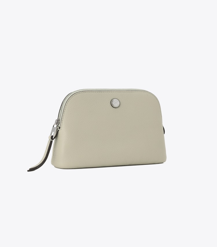 Tory Burch designer ポーチ ペブルド ドーム スモール コスメティックケース in Sage Stone angle