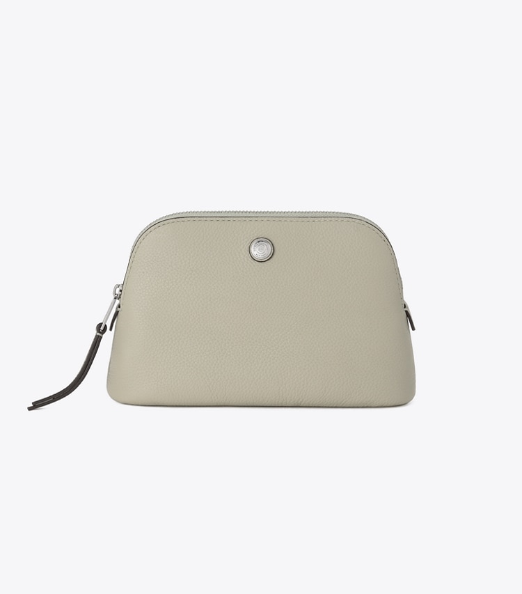 Tory Burch designer ポーチ ペブルド ドーム スモール コスメティックケース in Sage Stone front