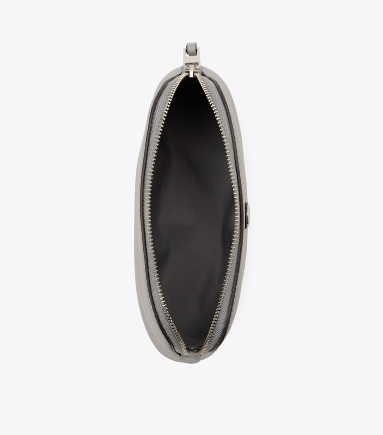 Tory Burch designer ポーチ ペブルド ドーム スモール コスメティックケース in Light Granite オーバーヘッド