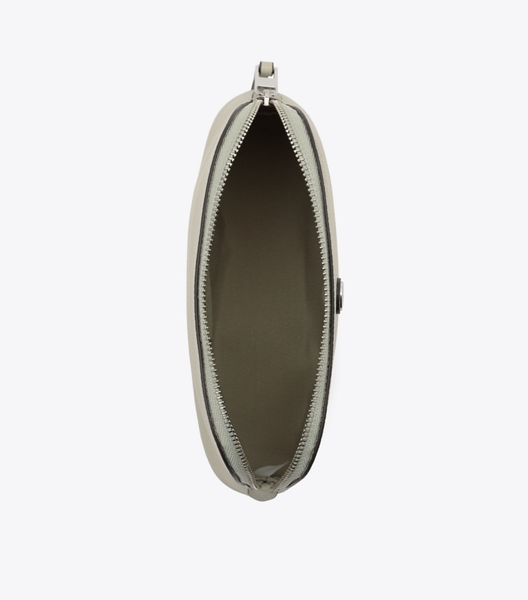 Tory Burch designer ポーチ ペブルド ドーム スモール コスメティックケース in Sage Stone angle