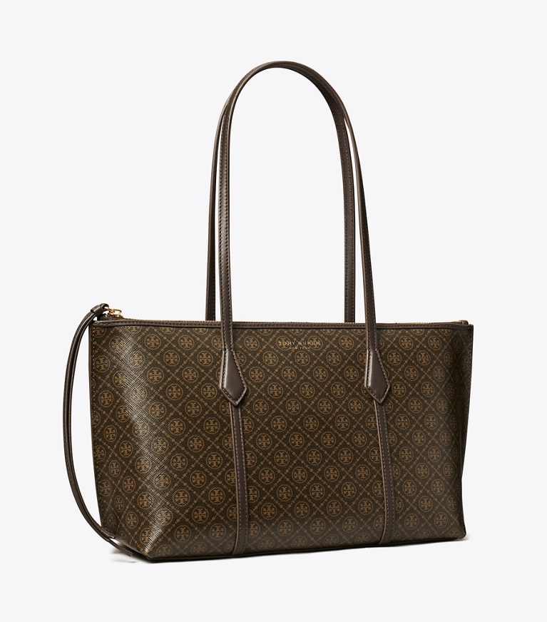Tory Burch designer tote bags Small Perry Coated Canvas Tote in French Press angle