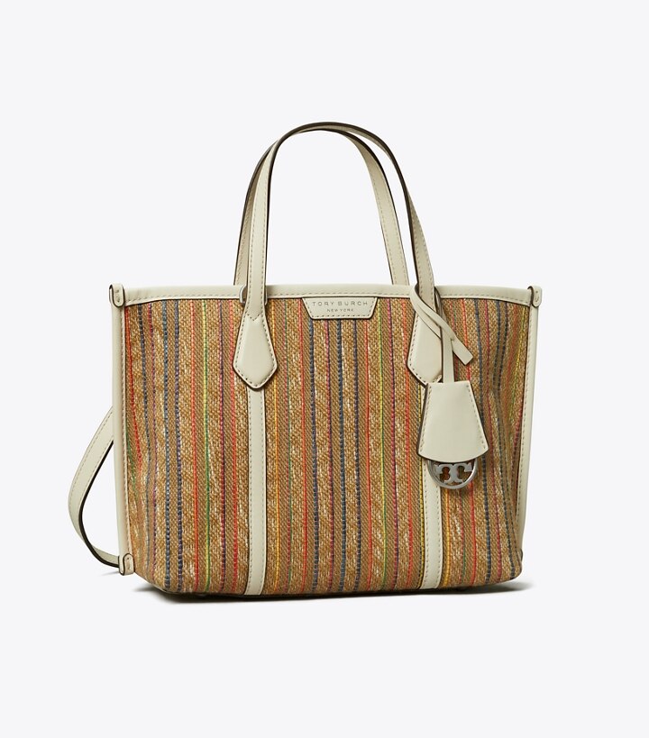 Small Perry Raffia Stripe Triple-Compartment Tote: Women's Handbags ...