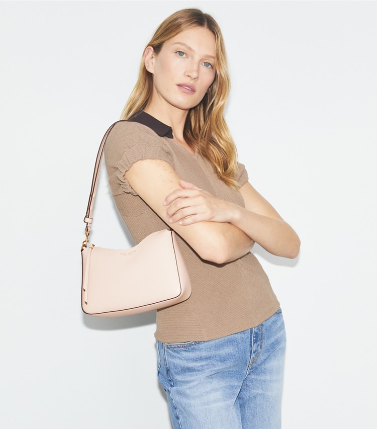 Tory Burch designer shoulder bags Small Perry Shoulder Bag in Soft Pink accessory on model