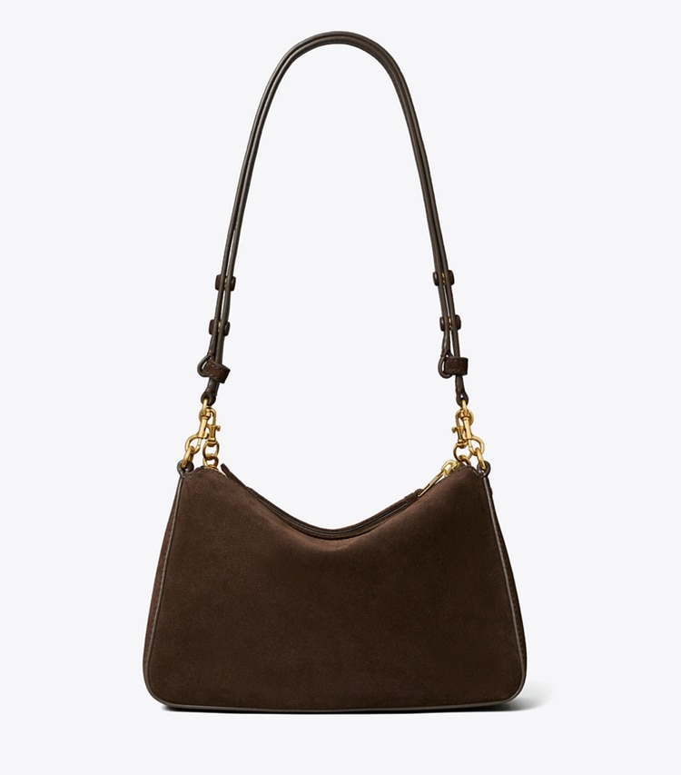Tory Burch designer shoulder bags Small Perry Suede Shoulder Bag in Dark Cocoa back