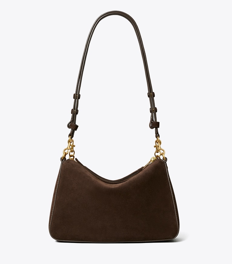 Tory Burch designer shoulder bags Small Perry Suede Shoulder Bag in Dark Cocoa back