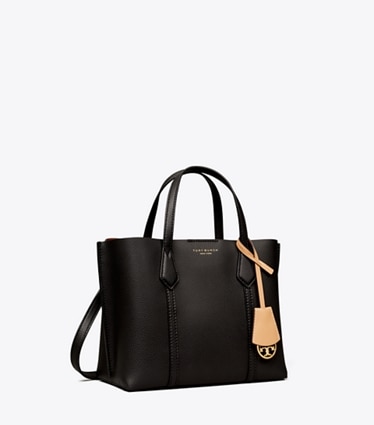 Tory Burch designer tote bags Small Perry Triple-Compartment Tote in Black angle
