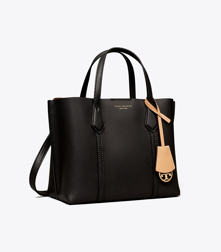 Tory Burch designer tote bags Small Perry Triple-Compartment Tote in Black angle