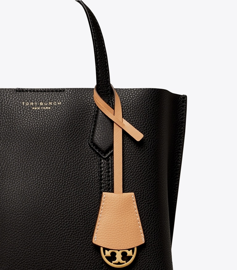Tory Burch designer tote bags Small Perry Triple-Compartment Tote in Black angle