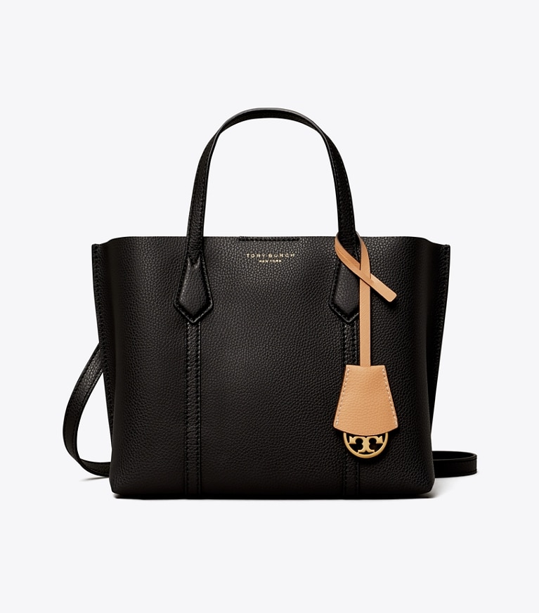 Tory Burch designer tote bags Small Perry Triple-Compartment Tote in Black angle