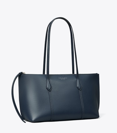 Tory Burch designer tote bags Small Perry Zip Tote in Dark Sky angle