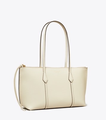 Tory Burch designer tote bags Small Perry Zip Tote in Warm White angle