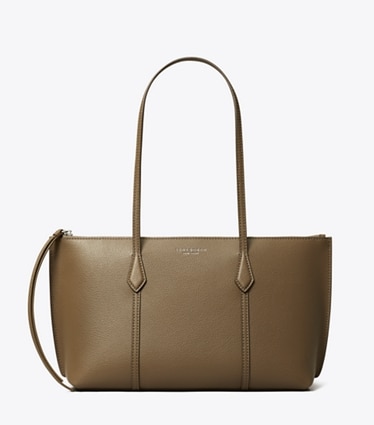 Tory Burch designer tote bags Small Perry Zip Tote in Wild Mushroom front