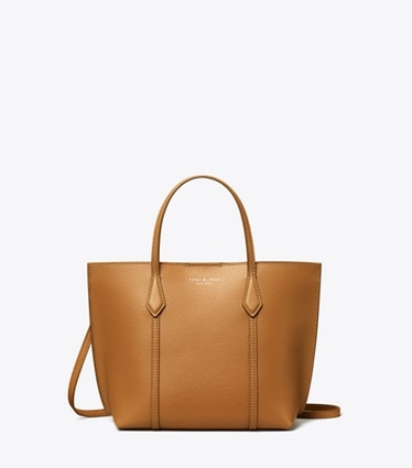 Tory Burch designer tote bags Small Perry Zip Tote in Autumn Brown front