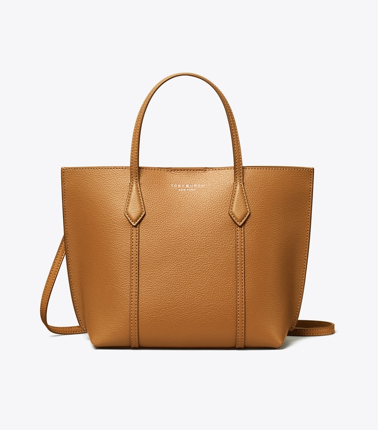 Tory Burch designer tote bags Small Perry Zip Tote in Autumn Brown angle