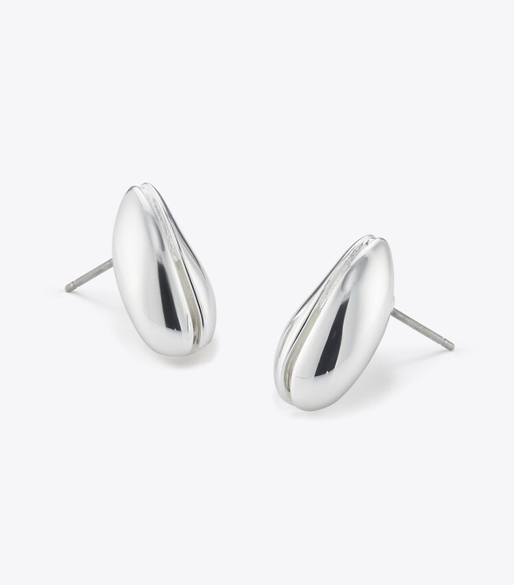 Tory Burch designer イヤリング＆ピアス ウェーブ ミニ ピアス in Light Silver ディテール
