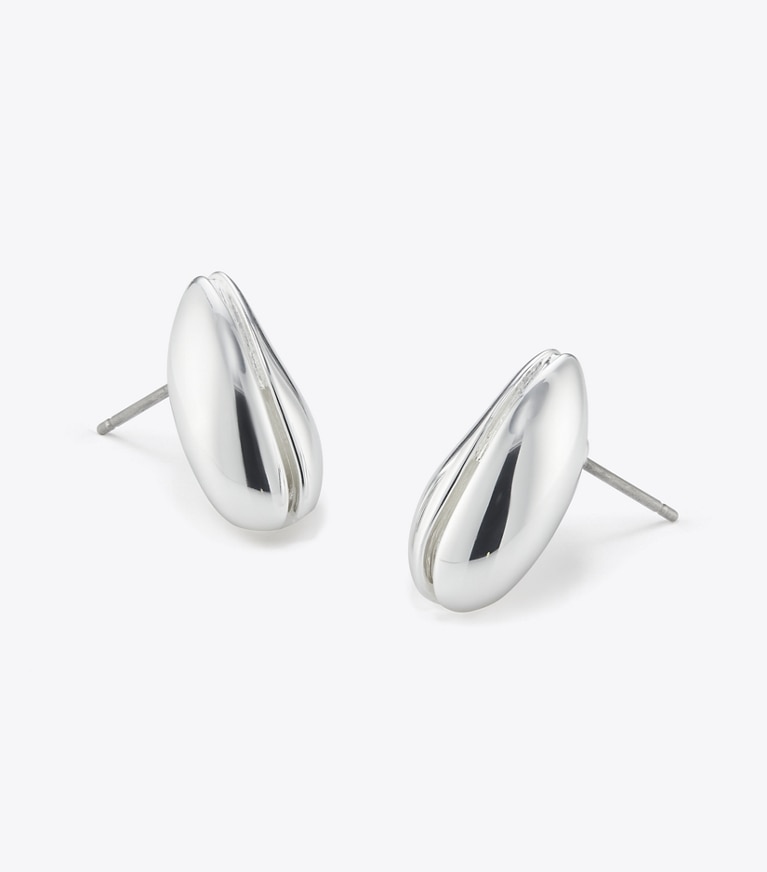 Tory Burch designer イヤリング＆ピアス ウェーブ ミニ ピアス in Light Silver front