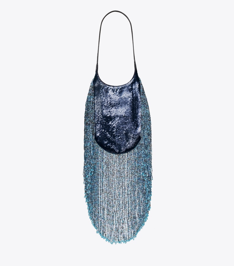 Tory Burch designer shoulder bags Small Pierced Embellished Bag in Blue Multi back