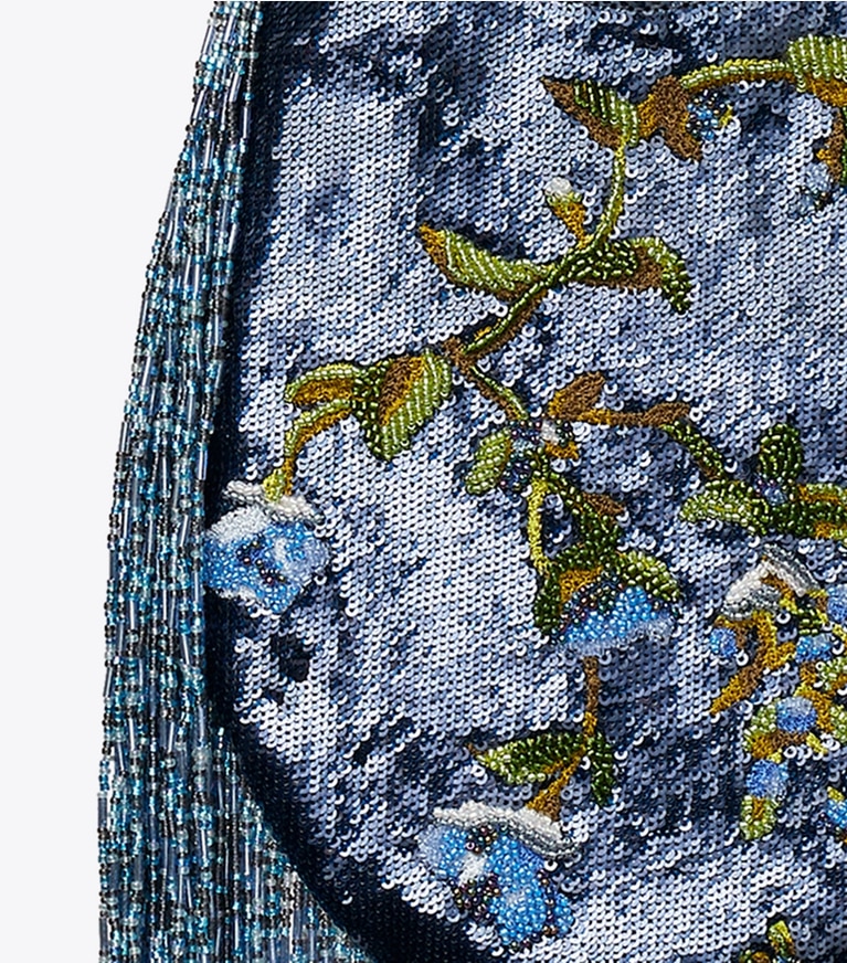 Tory Burch designer shoulder bags Small Pierced Embellished Bag in Blue Multi detail
