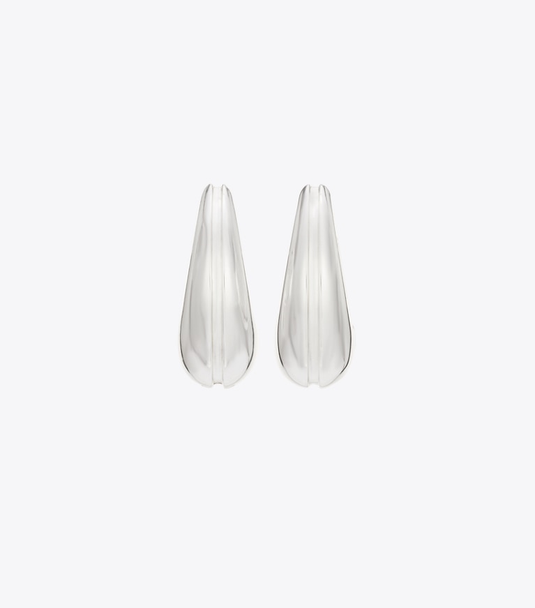 Tory Burch designer earrings Small Pierced Hoop Earrings in Light Silver detail