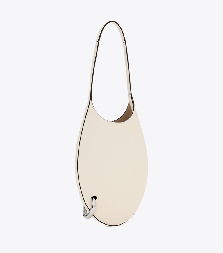 Tory Burch designer ショルダーバッグ ピアス ペブルド スモール ハンドバッグ in Ivory angle