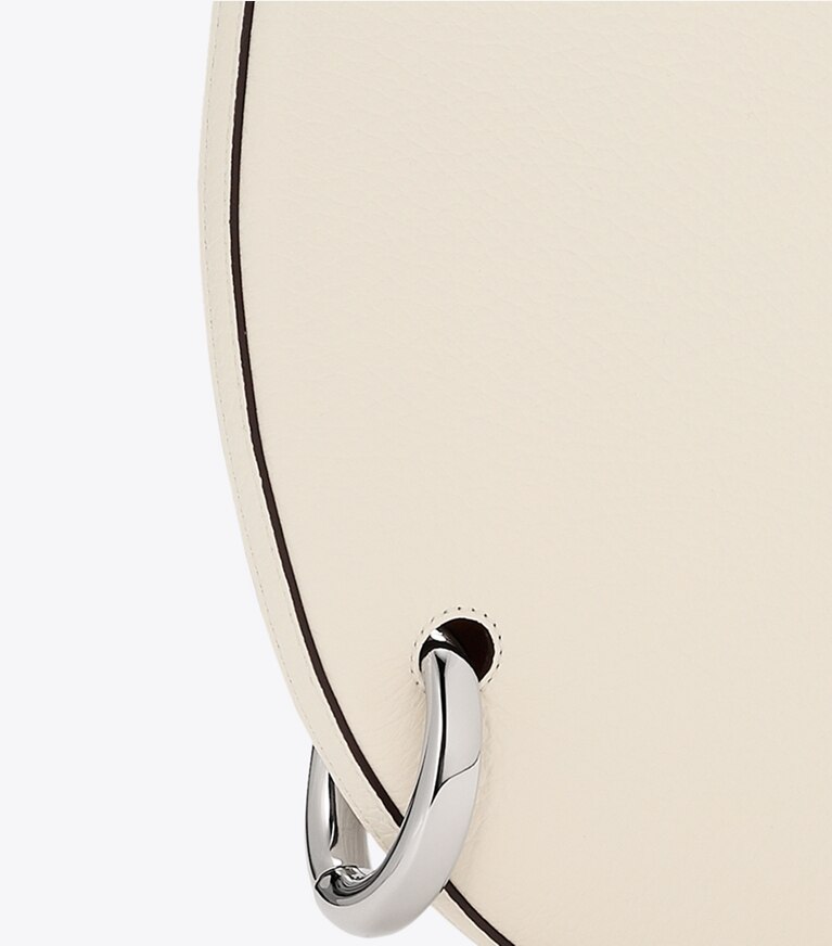 Tory Burch designer ショルダーバッグ ピアス ペブルド スモール ハンドバッグ in Ivory angle