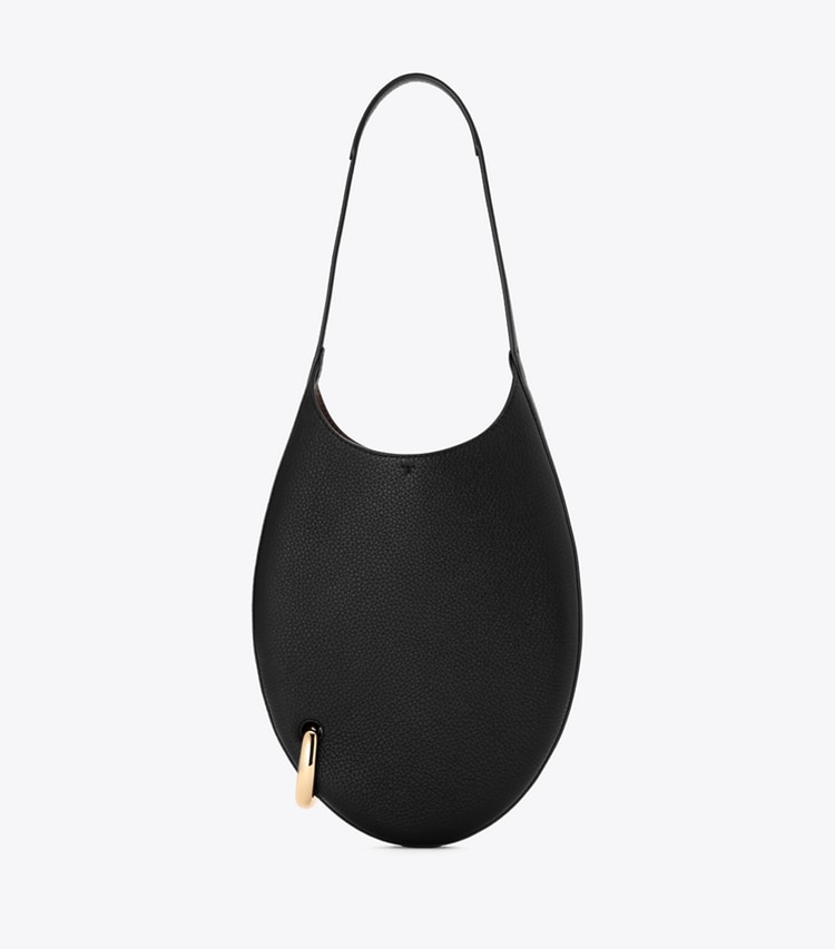 Tory Burch designer ショルダーバッグ ピアス ペブルド スモール ハンドバッグ in BLACK/GOLD front