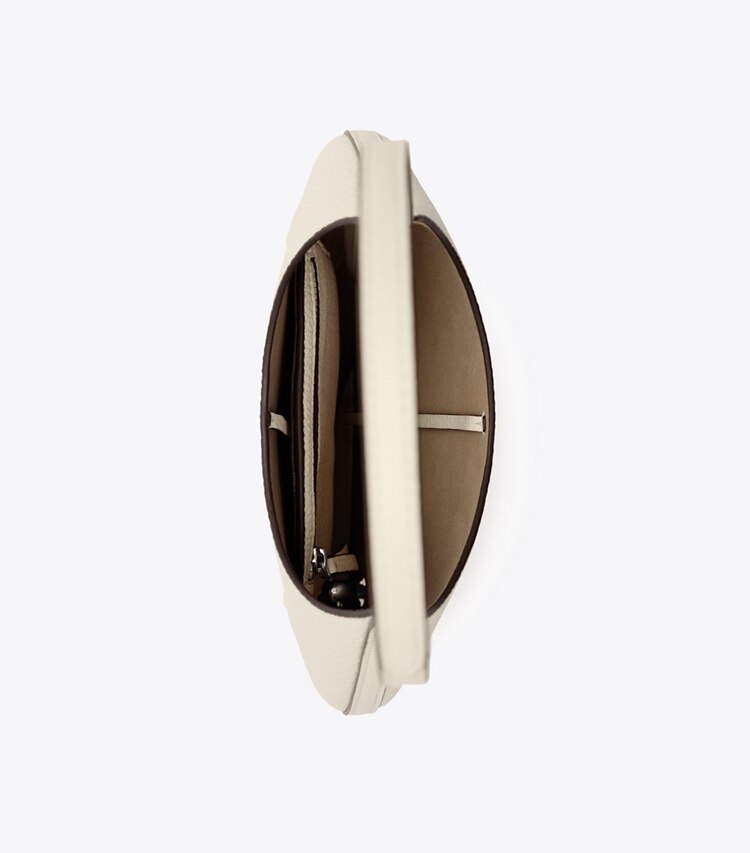 Tory Burch designer ショルダーバッグ ピアス ペブルド スモール ハンドバッグ in Ivory オーバーヘッド