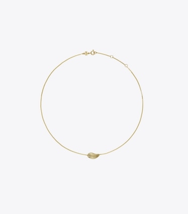 Tory Burch designer necklaces Small Pierced Pendant in Light Brass front