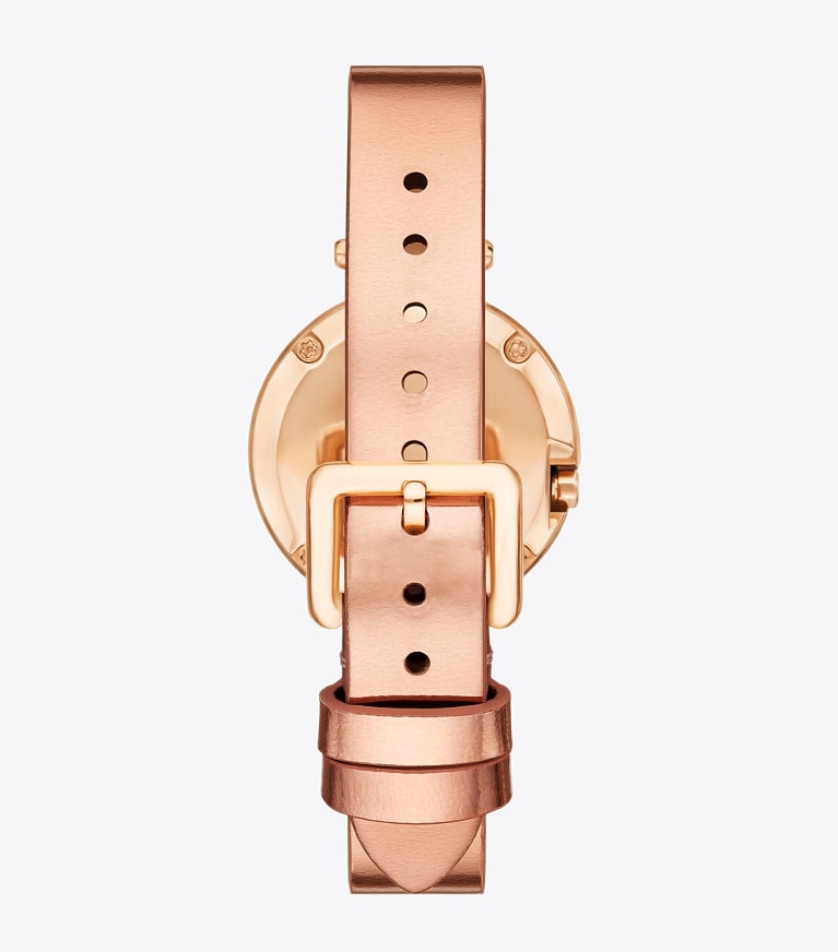 Tory Burch designer strap watches Small Pierced Watch in IVORY/ROSE GOLD front