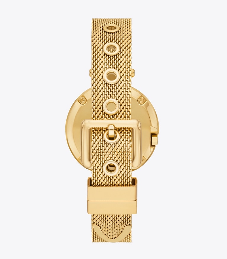 Tory Burch designer strap watches Small Pierced Watch in IVORY/GOLD front