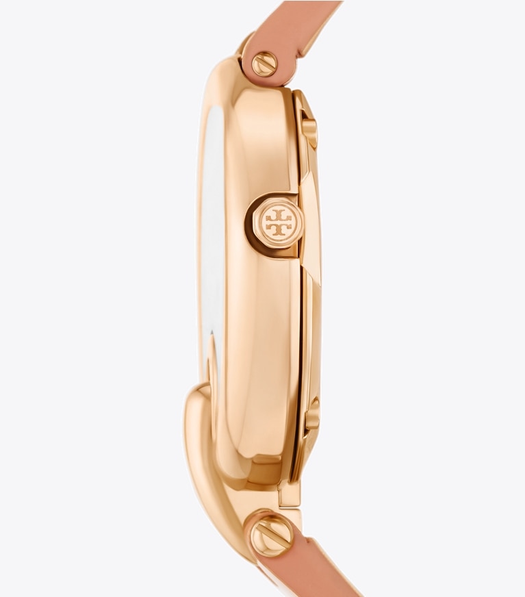 Tory Burch designer strap watches Small Pierced Watch in IVORY/ROSE GOLD front
