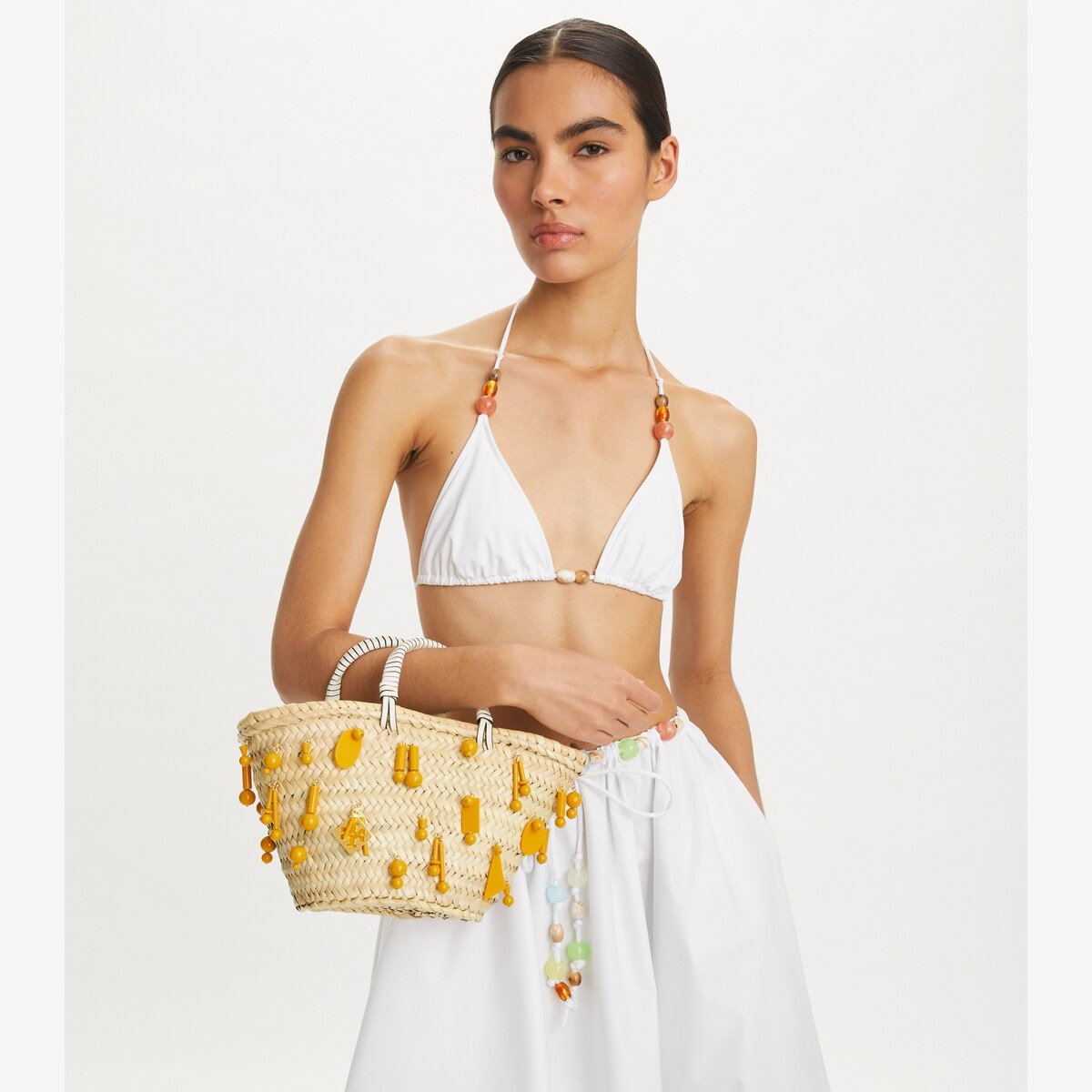 トートバッグ Tory Burch SMALL RAFFIA EMBROIDERED TOTE Small Raffia Embroidered Tote: Women's Designer Tote Bags