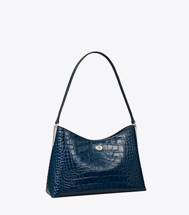 Tory Burch designer shoulder bags Small Robinson Croc-Embossed Shoulder Bag in Twilight angle