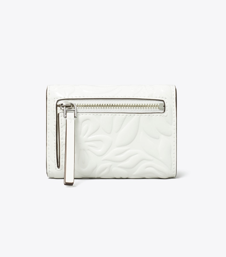 Tory Burch designer wallets Small Robinson Floral Embossed Wallet in Blanc back