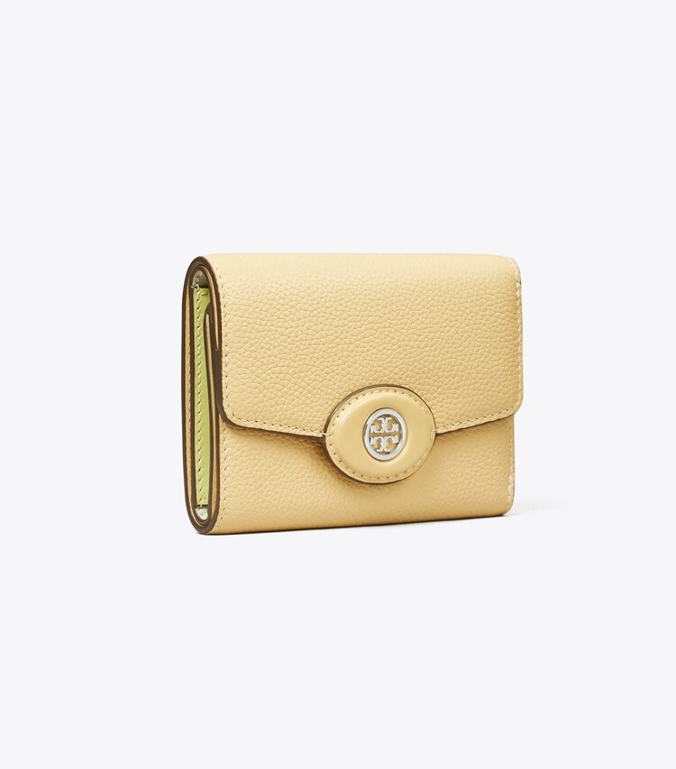 Tory Burch designer 財布 ロビンソン ペブルド スモールウォレット in Praline angle