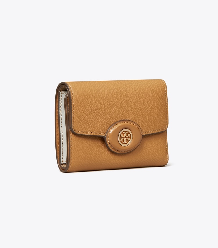 Tory Burch designer wallets Small Robinson Pebbled Wallet in Tiramisu angle