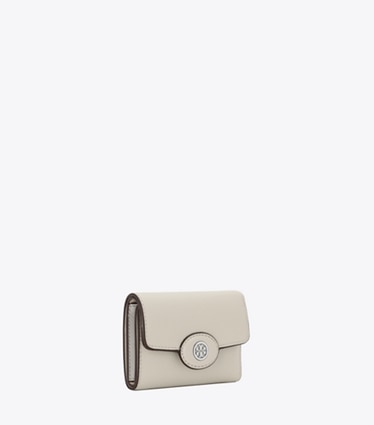 Tory Burch designer 財布 ロビンソン ペブルド スモールウォレット in Sage Stone angle