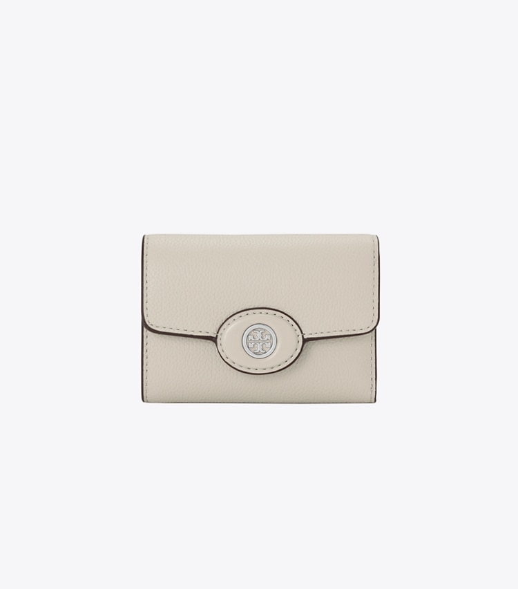 Tory Burch designer 財布 ロビンソン ペブルド スモールウォレット in Sage Stone front