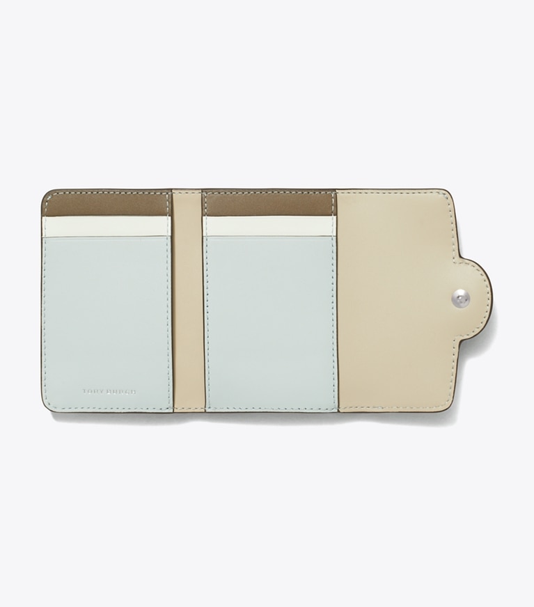 Tory Burch designer wallets Small Robinson Pebbled Wallet in Sea overhead