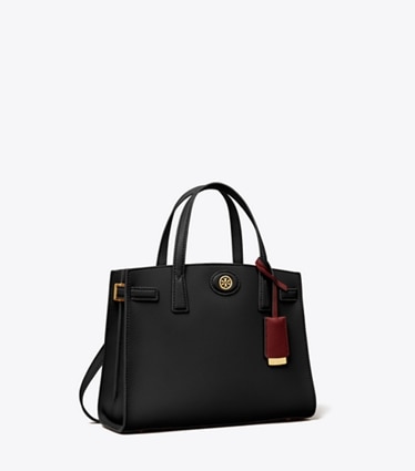 Tory Burch designer satchels Small Robinson Satchel in Black angle
