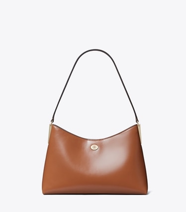 Tory Burch designer shoulder bags Small Robinson Shoulder Bag in Aged Tan front