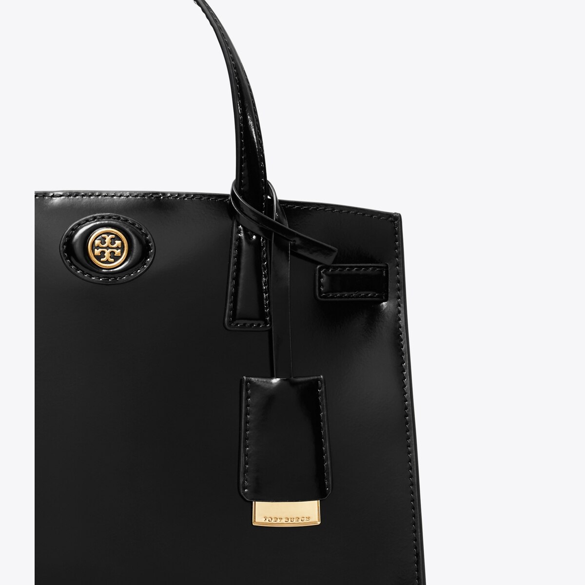ハンドバッグ [ToryBurch] ROBINSON PEBBLED SMALL SATCHEL BAG- BLACK Small Robinson Satchel: Women's Handbags | Satchels | Tory