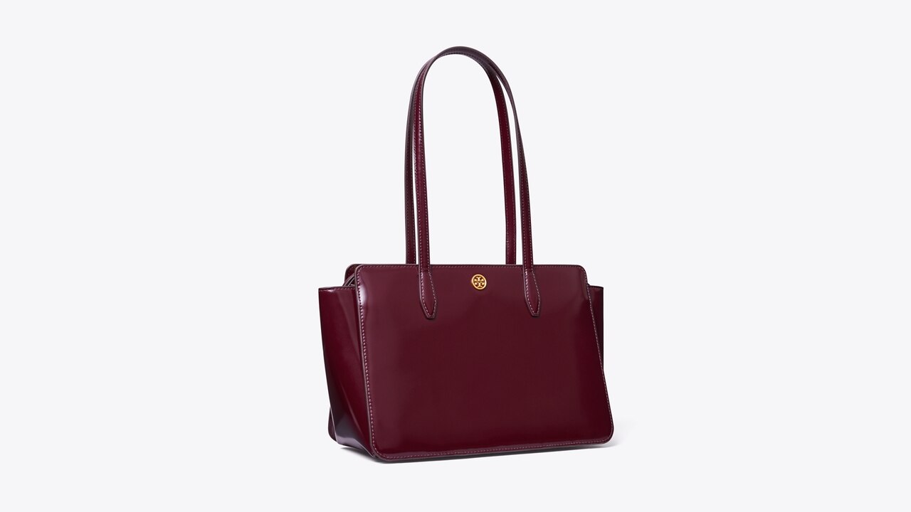 Tory Burch Robinson Small Shiny Leather Tote Bag $448
