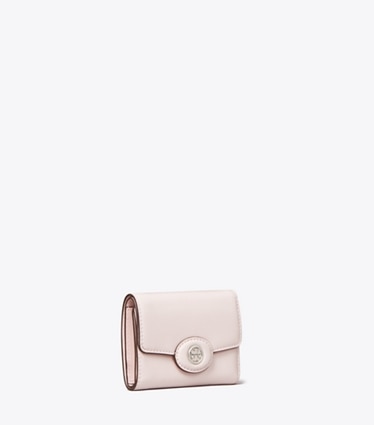 Tory Burch designer wallets Small Robinson Spazzolato Wallet in Powder Pink angle