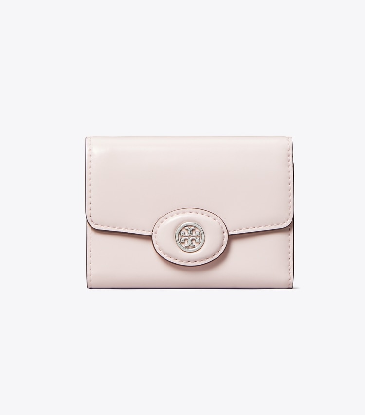 Tory Burch designer wallets Small Robinson Spazzolato Wallet in Powder Pink front