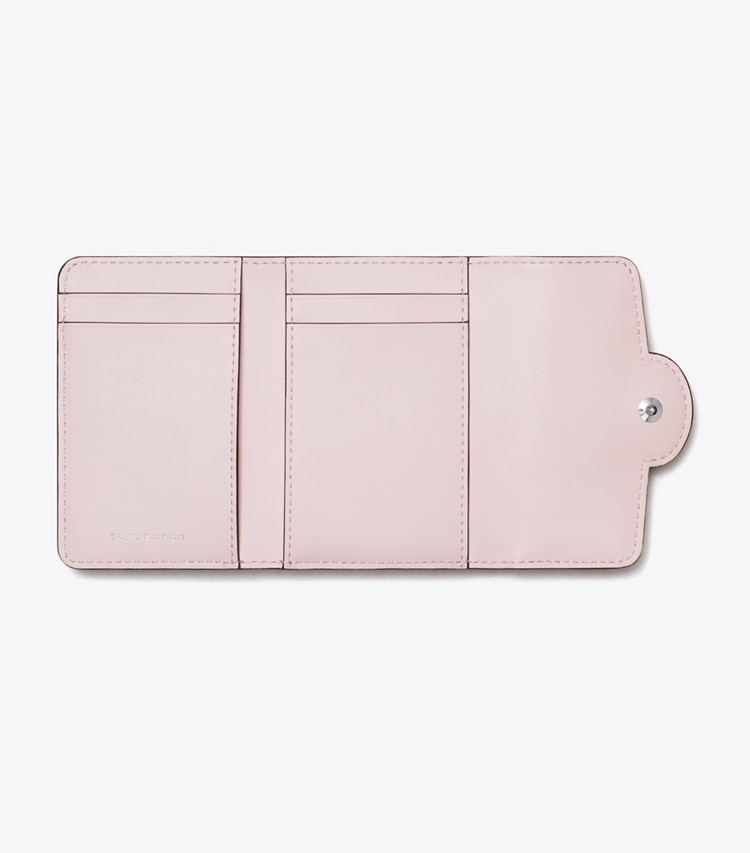 Tory Burch designer wallets Small Robinson Spazzolato Wallet in Powder Pink overhead