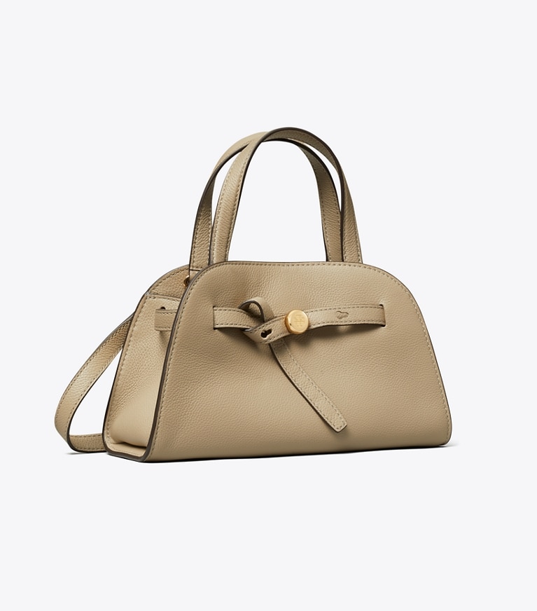 Tory Burch designer クロスボディバッグ ロミー スモール バウレット in Soft Cement angle