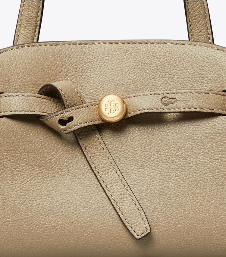 Tory Burch designer クロスボディバッグ ロミー スモール バウレット in Soft Cement ディテール